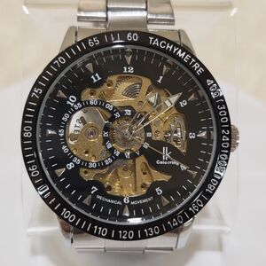 IK Colouring Skeleton Automatic Mechanical Gold Clockworks Men's Wrist Watch